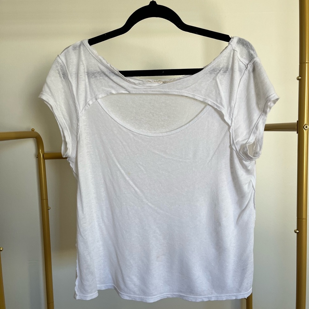 Free people- Short Sleeve light weight shirt- front cut out detail